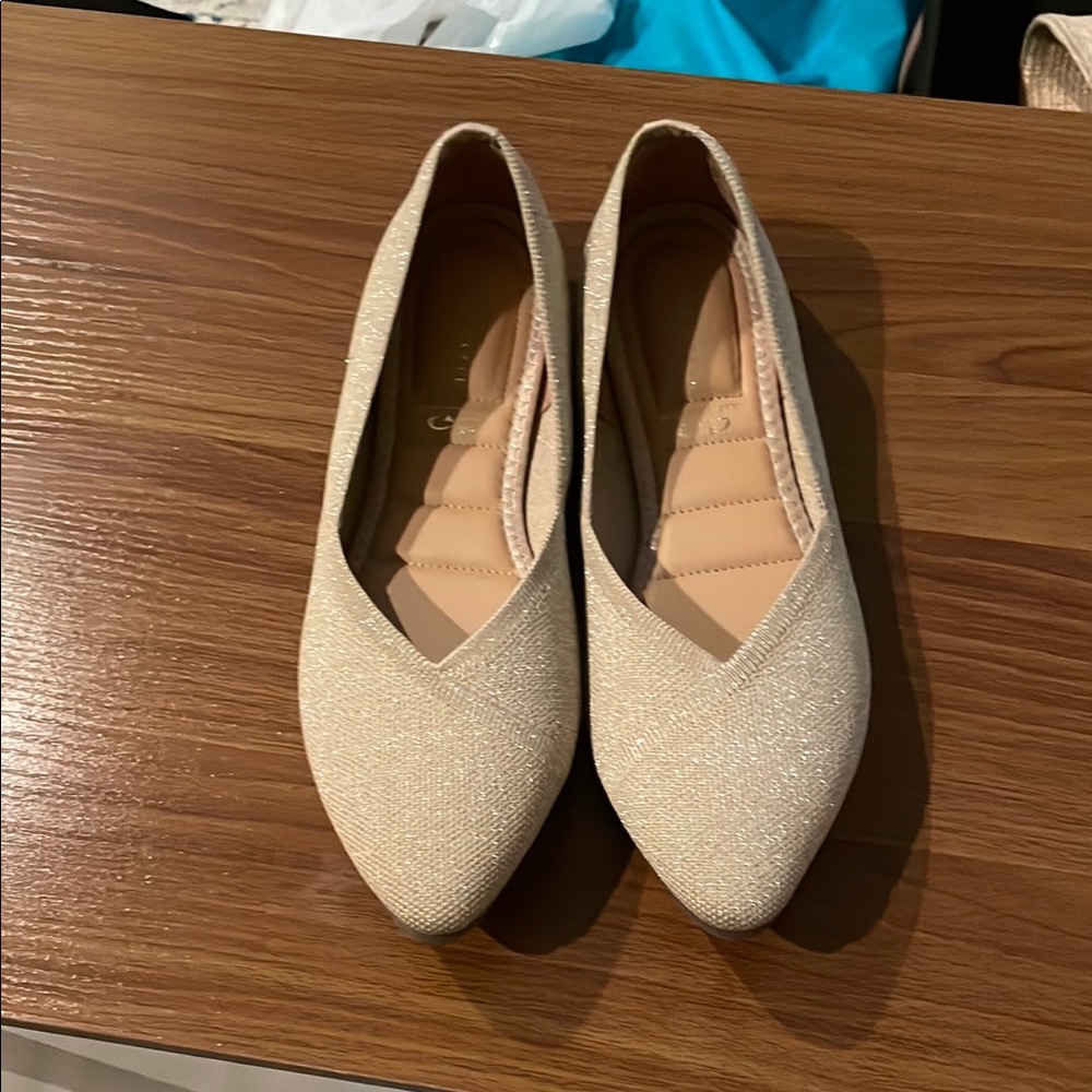Kelly & Katie beige nude cream sparkle flats